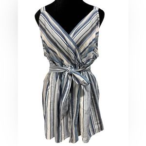 Motherhood Maternity Plus Size Blue White Cotton Striped Casual Cami Top